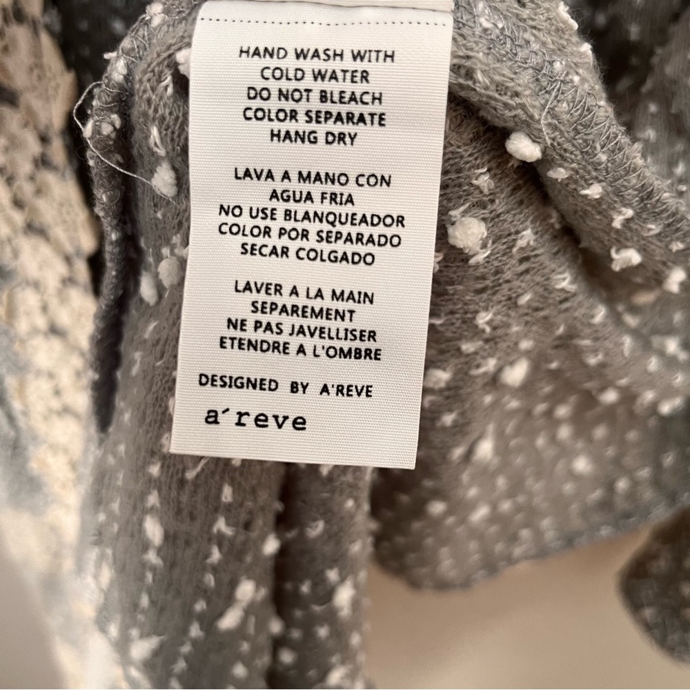 Altar'd State A'REVE Women's Boho Open Cardigan Medium Lace Hem Grey White - Picture 9 of 11